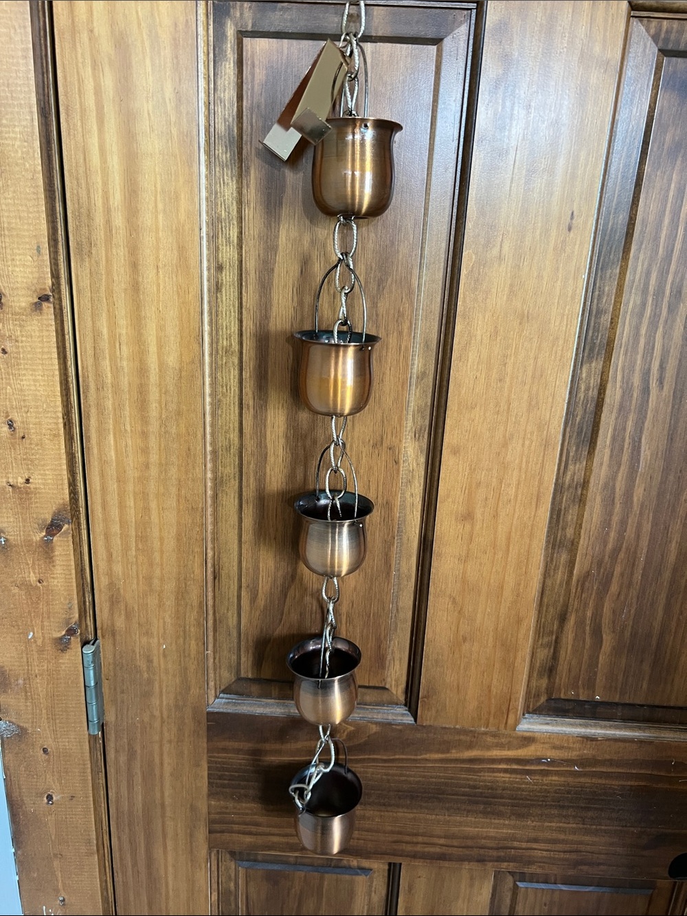 Hanging Copper Tone Chain of Cups Decor